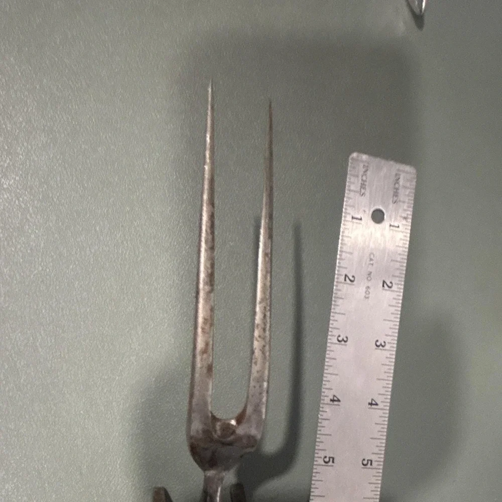 Antique Stag Horn Handle Meat Carving Fork Vintage Victorian Steel 11